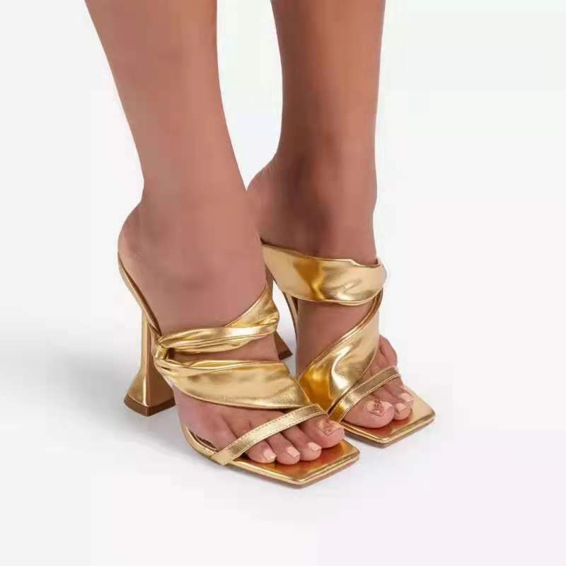 Square-Toe Stiletto Heel Slingback Sandals