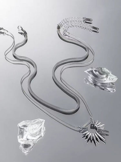 Double-Layer Sunflower Snake Chain Necklace