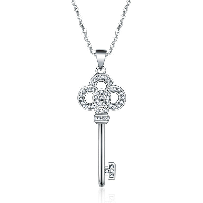 Full Rhinestone Light Luxury Key Pendant Necklace